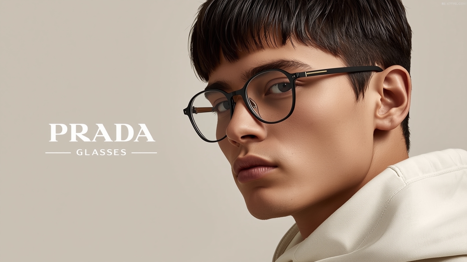 Editorial shot of white Prada sunglasses on a marble surface