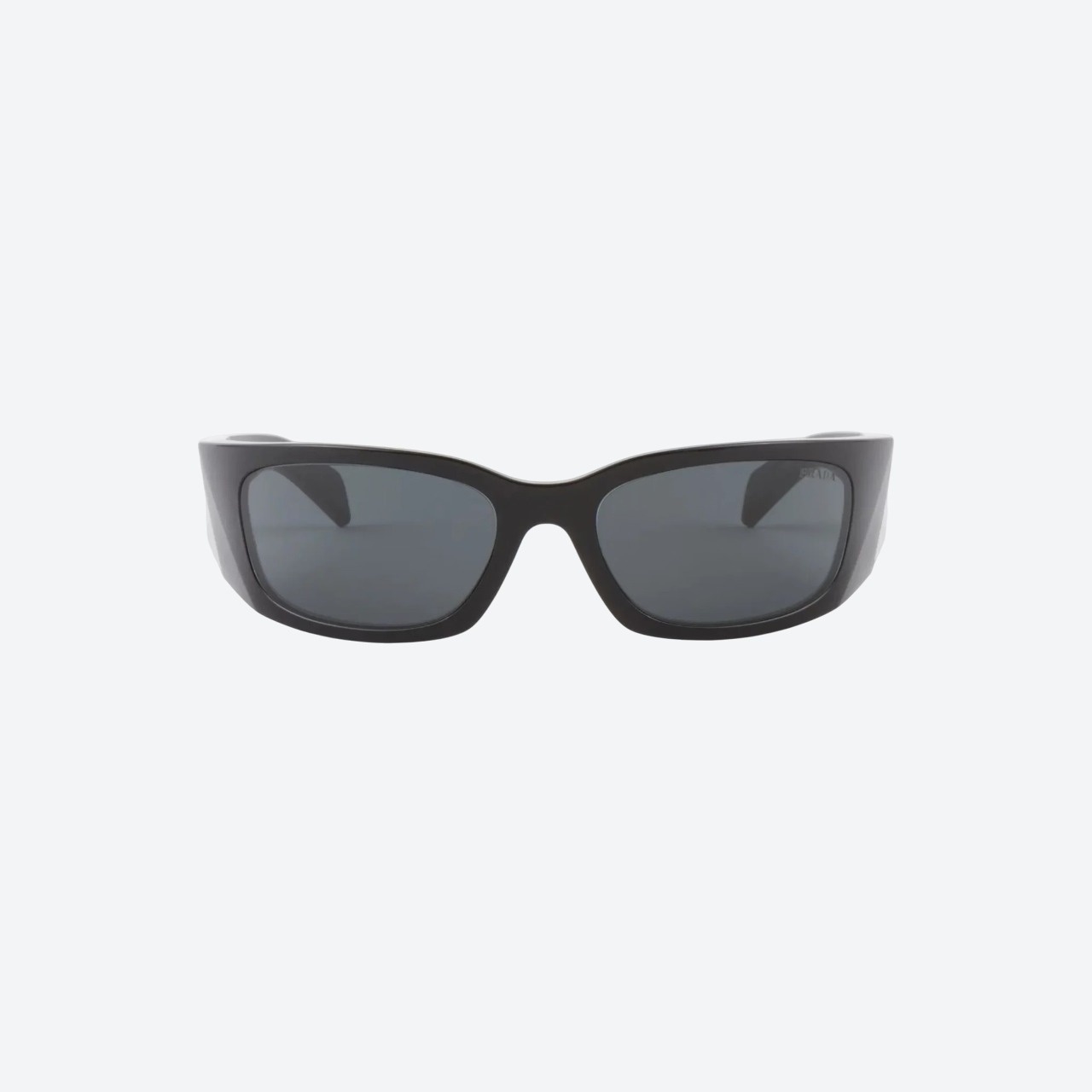 Prada black wraparound Symbole sunglasses front angle